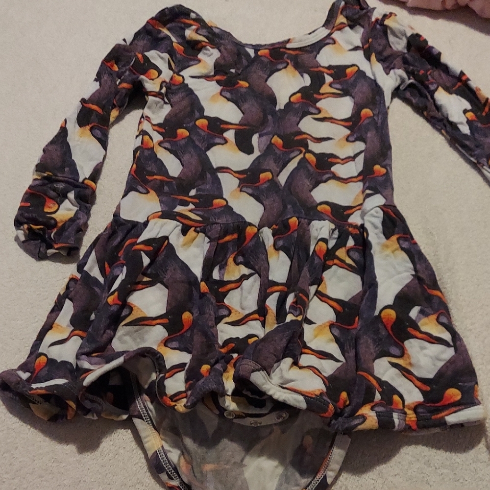 Bamboo Penguin Print Long Sleeve Dress